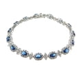 thumbnail image 2 of Lakshya Jewel LLC Oval Cut Blue Cubic Zirconia Tennis Bracelet Women Jewelry 14k White Gold Plated, 2 of 4