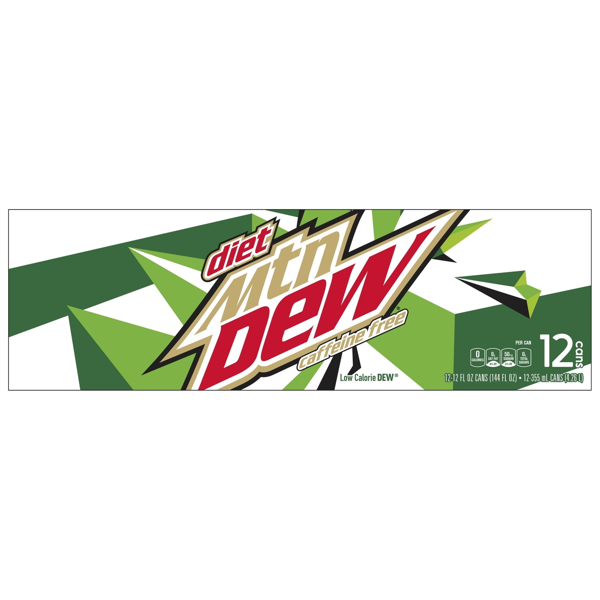 Caffeine Free Diet Mountain Dew Citrus Soda Pop, 12 oz, 12 Pack Cans