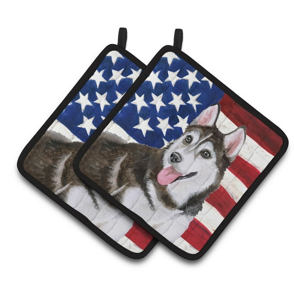 Caroline's Treasures Siberian Husky #2 Patriotic Pair of Pot Holders