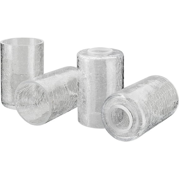 Aspen Creative 23614-04,Clear Cylinder Cracked Glass Shade. 3-1/2"Dia x 5-1/2"H / Center Hole:42mm.Set of 4.