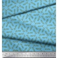 thumbnail image 3 of Soimoi Blue Rayon Fabric Seal Leaves Print Fabric by Yard 58 Inch Wide, 3 of 3