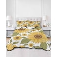 thumbnail image 2 of Twin XL Quilt Bedding Set, Country Sunflowers Reversible Summer Quilt 3 Pieces, Vintage Leaves Floral Rustic Botanical Lightweight Bedspreads Coverlets with 2 Pillow Shams for All Seasons, 2 of 5