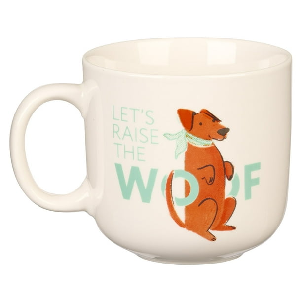 The Fur Side Dog Mom Gift Coffee Mug, Let's Raise the Woof Fun