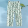 thumbnail image 2 of TEAJOPSUU Women's Capri Pajama Pants Casual Floral Printed Lounge Sleep Pants Soft Elastic Waist Pj Bottoms with Pockets A-Green, 2 of 5