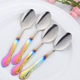 thumbnail image 4 of Tea Spoons 12-Piece Stainless Steel Set with Flower Edge Use for Home, Kitchen, Restaurant- 6.4 Inches-Gradient Rainbow, 4 of 5