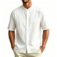 thumbnail image 2 of Stamzod Mens Summer Shirts 2026 Stand Collar Short Sleeve Dress Shirt Casual Work Wedding Button Up Shirt White XXXL, 2 of 10