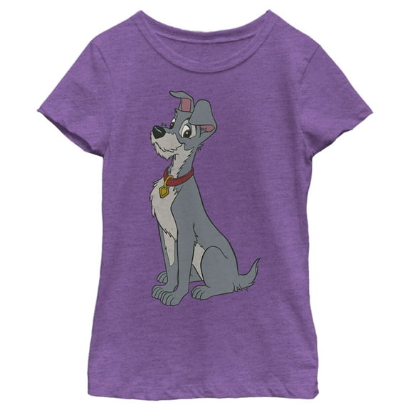 Girl's Lady and the Tramp Smiling Handsomely Graphic Tee Purple Berry Small