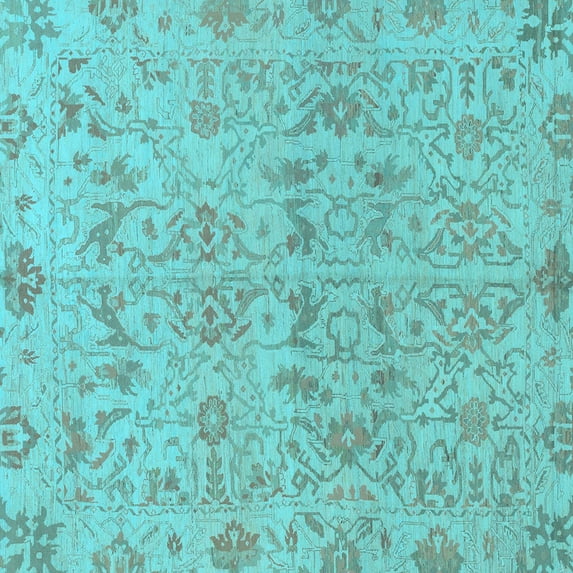 Ahgly Company Indoor Square Oriental Light Blue Traditional Area Rugs, 8' Square