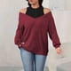thumbnail image 1 of Sudaderas de moda,Suéter informal de gran tamaño para mujer, jersey de manga larga con cuello redondo, tejido de poliéster suave, top holgado para el hogar, sopatenor, 1 of 7