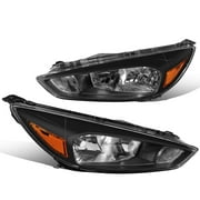 DNA MOTORING  For 15-18 Ford Focus OE Style Black Amber Corner  Headlight Lamps Pair