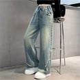 thumbnail image 2 of XXWXYD Clearence High-Waisted Wide-Leg Jeans Vintage Mom Fit | Stretch Denim with Frayed Hem Casual Trousers for Girls’ Streetwear Outfits, 2 of 7