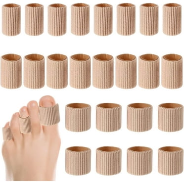 24 Pieces Toe Separators 3 Size, Inside Soft Gel Toe Spacers Tubes, Toe Finger Sleeves Protectors for Bunion, Hammer Toe, Callus, Corn, Blister, Cushions Corns (24)