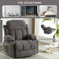 thumbnail image 5 of 24" Width Swivel Recliner Chair, HSUNNS Rocker Reclining Chair with Massage and Heat Function, USB Port, Cup Holders and Pockets, Living Room Single Sofa Nursery Lounge Chair, Light Gray, 5 of 12