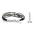 thumbnail image 4 of Primal Steel Stainless Steel Beaded Multi-Strand Black Leather 8in Bracelet, 4 of 8