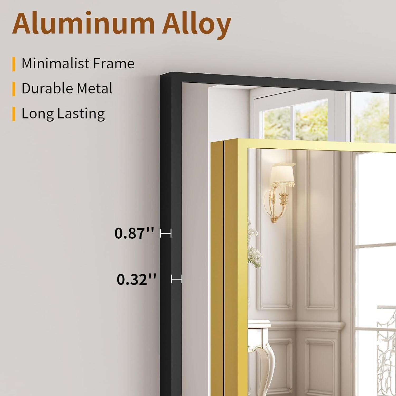 Easy4Home 65"x24" Rectangular Full Length Mirror Freestading Full Body Floor Mirror, Black