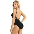 thumbnail image 5 of Aislor Women's Strappy Ballet Dance Leotard Camisole Backless Cross Criss Gymnastic Bodysuit A Black X-Small, 5 of 7