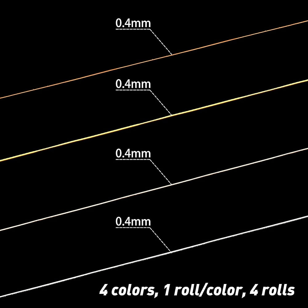 4 Rolls 4 Colors Round Copper Craft Wire Mixed Color 26 Gauge 0.4mm 60m/roll 1 roll/color for DIY