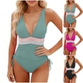 thumbnail image 6 of CHGBMOK Womens One Piece Swimsuits Tummy Control Slimming Bathing Suit Boho Modest Swimwear Side Drawstring Swim Suits, 6 of 6