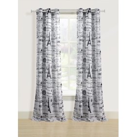 Mainstays Paris Tower And Passport Stamp Window Curtain Walmart Com