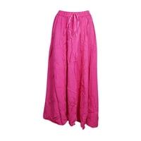 Mogul Women Pink Long Skirt Embroidered Flowy Spring Flared Maxi Skirt S/M
