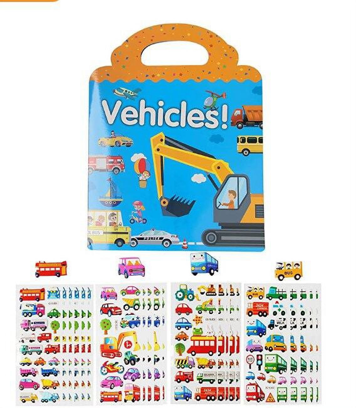 Vehicle Sticker Book and Space Theme Sticker Book for Kids Learning and