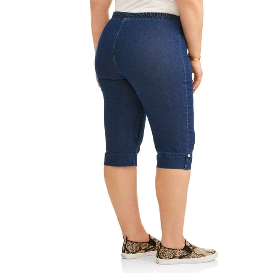 Just My Size Women's PlusSize PullOn Bling Tab Capri