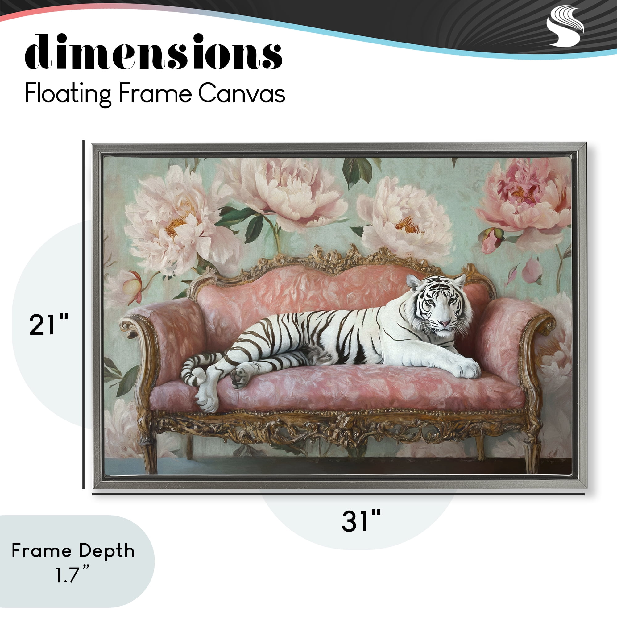 Stupell Industries Where The Tiger Dreams Gray Framed Floater Canvas Wall Art, design by Tina LeCour