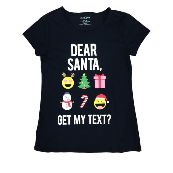 Girls Did Santa Get My Text Tee Shirt Girls Emoji Holiday Christmas T-Shirt