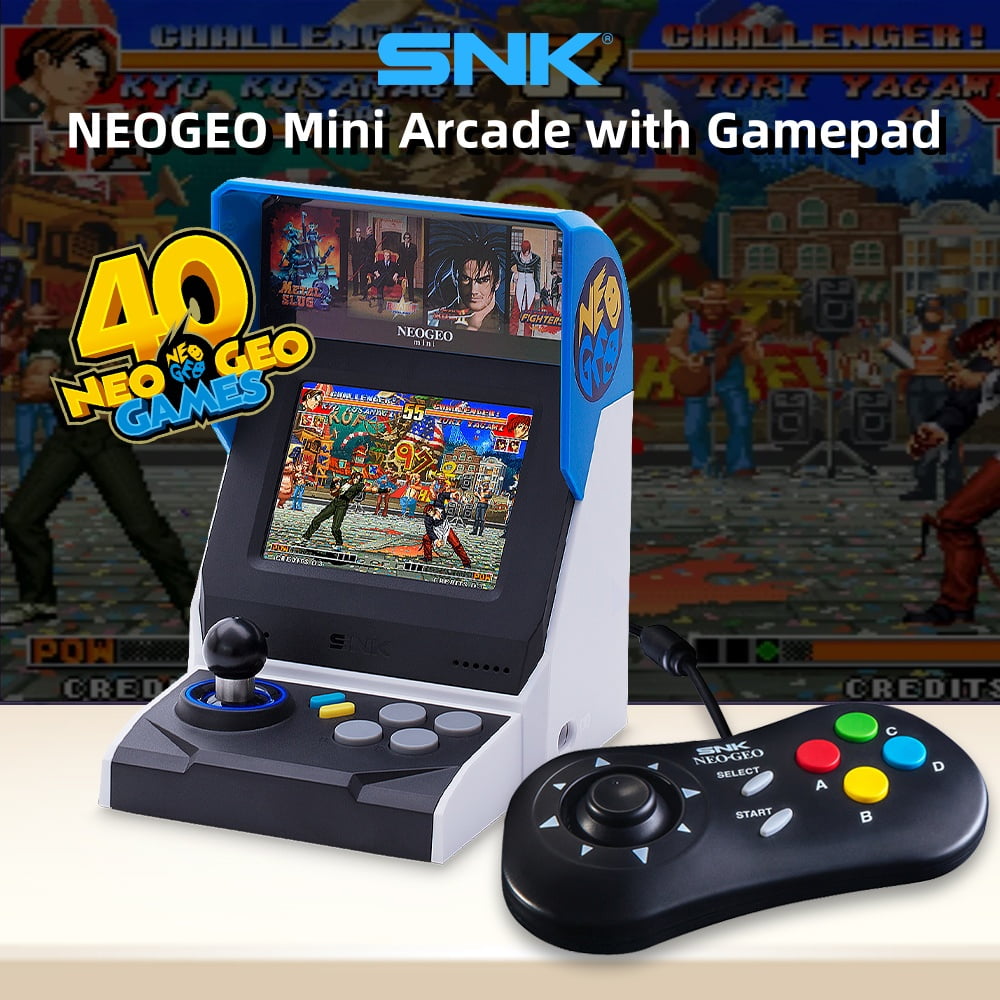 SNK NEOGEO Mini International Arcade and Black Game Controller Pack, 40  Pre-Loaded Classic SNK Games