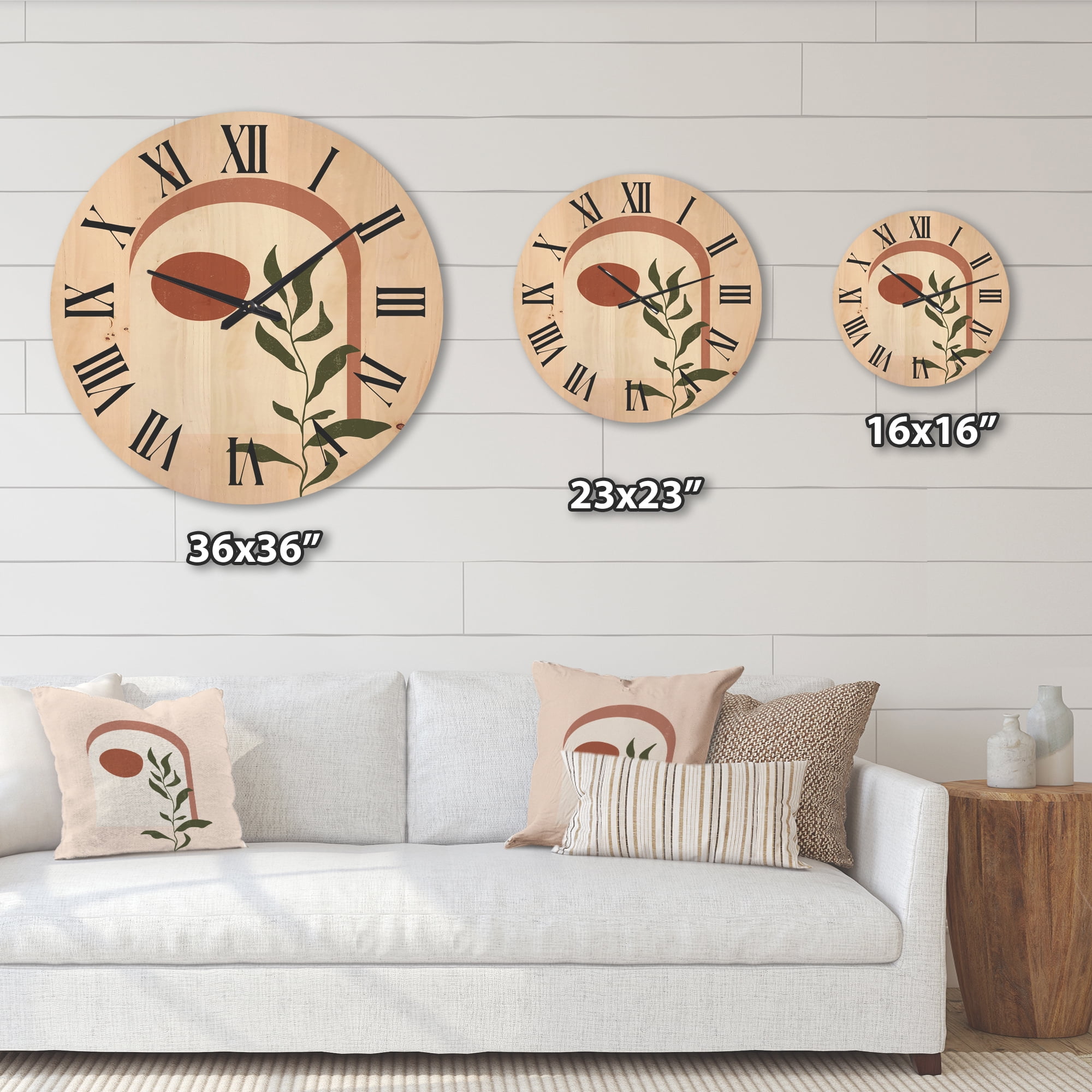 Designart 'Abstract Geometrical Leaf With Moon III' Modern Wood Wall Clock