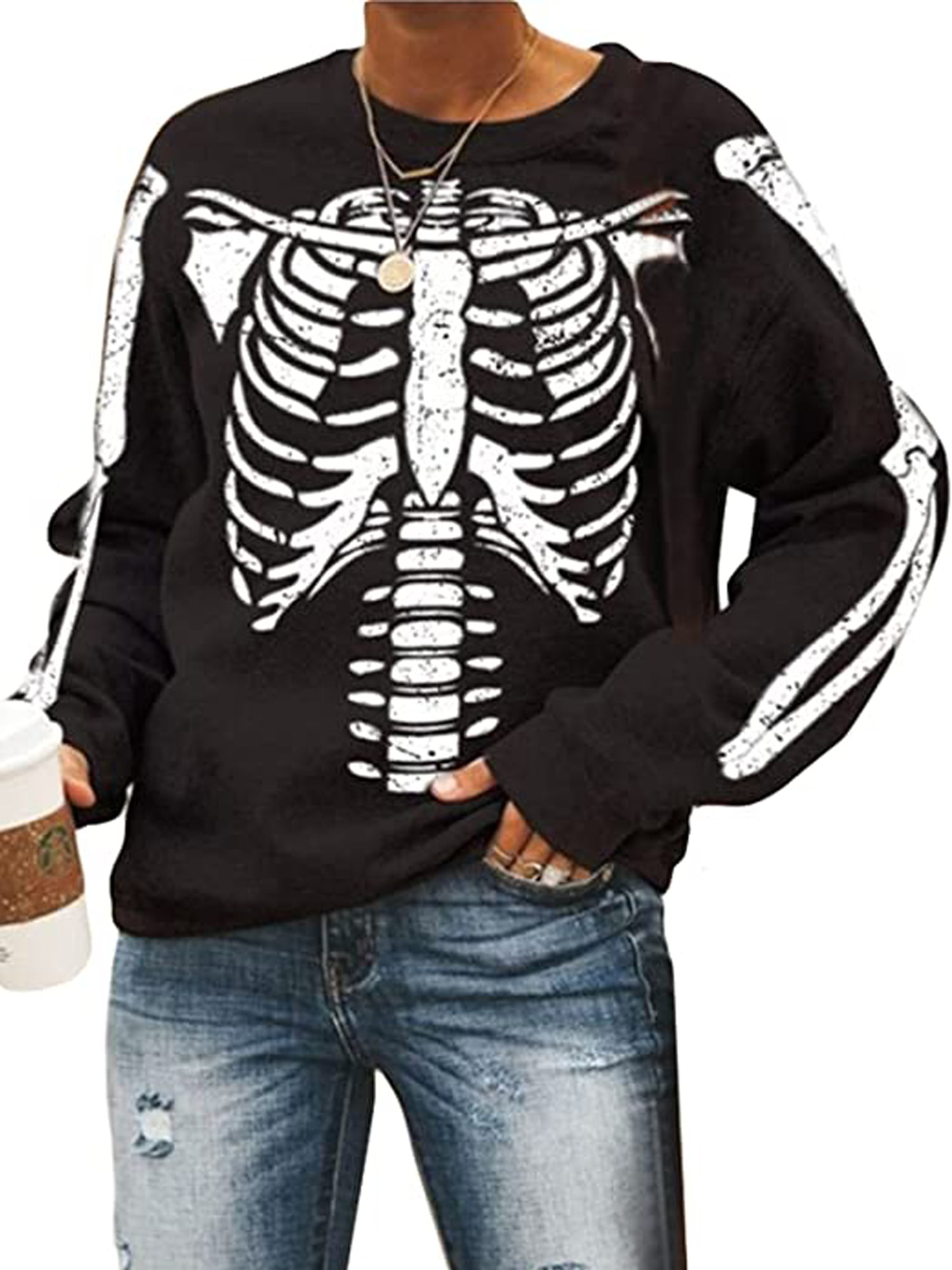 SESY Mens Hoodie Long Sleeve Sweatshirt Dog-Paw-Bone Cool Printed Hooded Pullover Pocket Black