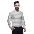 thumbnail image 3 of BESTMAN Chemises à Manches Retroussables Imprimées pour Hommes Kurta Courte Chemise à Col Mandarin, 3 of 6