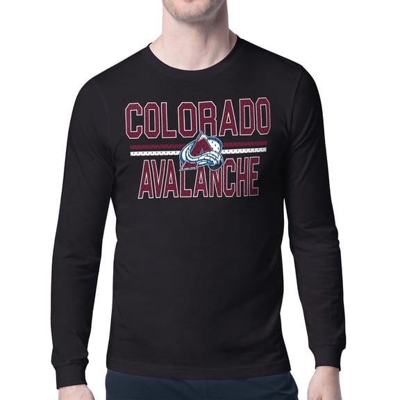 Men's Starter Black Colorado Avalanche Mesh Look Team Name Long Sleeve T-Shirt