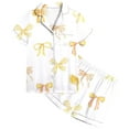 thumbnail image 2 of Girls Silk Pajamas Size 10-12 Valentine's Day Pjs Bow Tie Printed Short Sleeve Shirt Tops + Shorts Pants Funny Girls' Sleepwear 2 Piece Summer Pajama Outfits 10-11 Years, 2 of 4