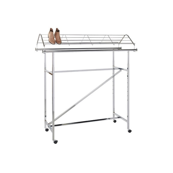 SSWBasics Chrome Shoe Topper for Double-Rail Clothing Rack - 57 2/5”W x 21"D x 11 ½"H