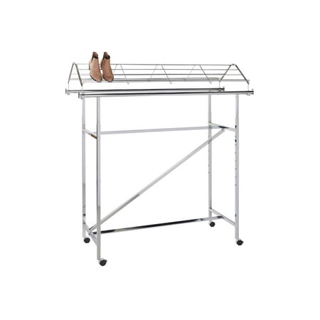 SSWBasics Chrome Shoe Topper for Double-Rail Clothing Rack - 57 2/5”W x 21"D x 11 ½"H