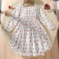 thumbnail image 6 of XEGLSBU Dresses for Girls 8-10 Preppy Summer Women's and Girls' Large Sized Long Sleeved Round Necked Floral Dress with Bow Cherry Prints with Elastic Waist and Loos White Size 11-12 Years, 6 of 9