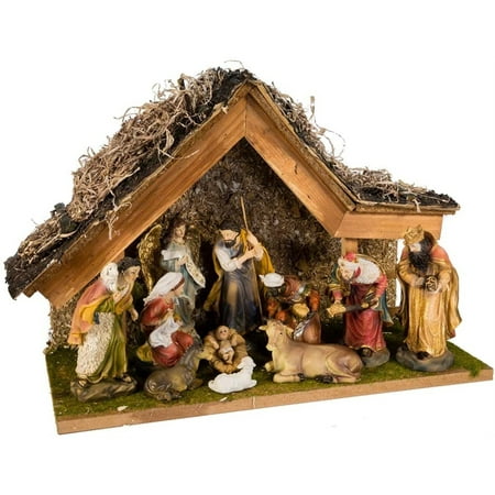 UPC 086131215247 product image for Kurt Adler Nativity Set with Stable and 10 Figures 12-Inch | upcitemdb.com