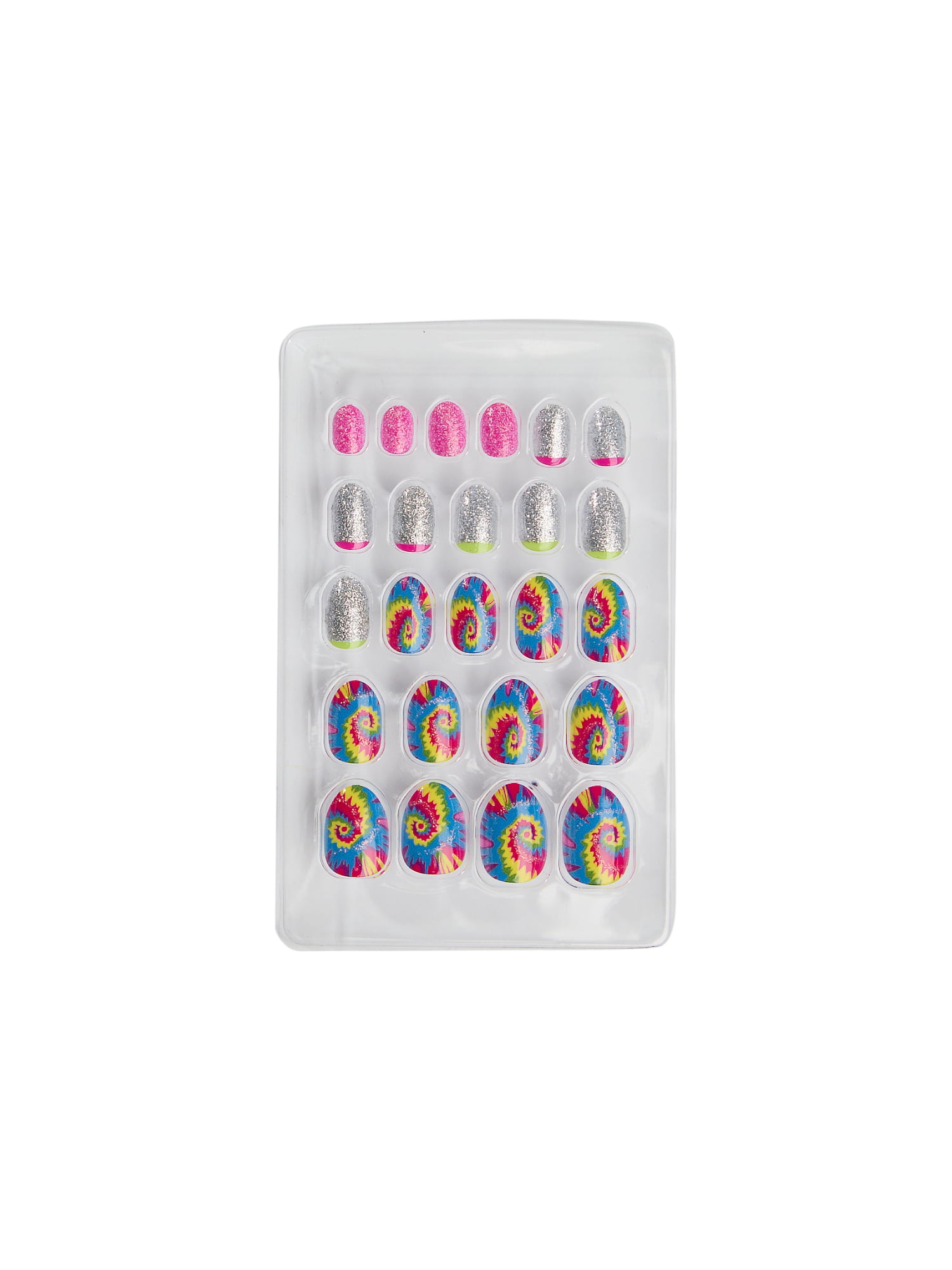 Claire's Tie Dye Print Oval Shaped Press-on Nails, 24 Nails