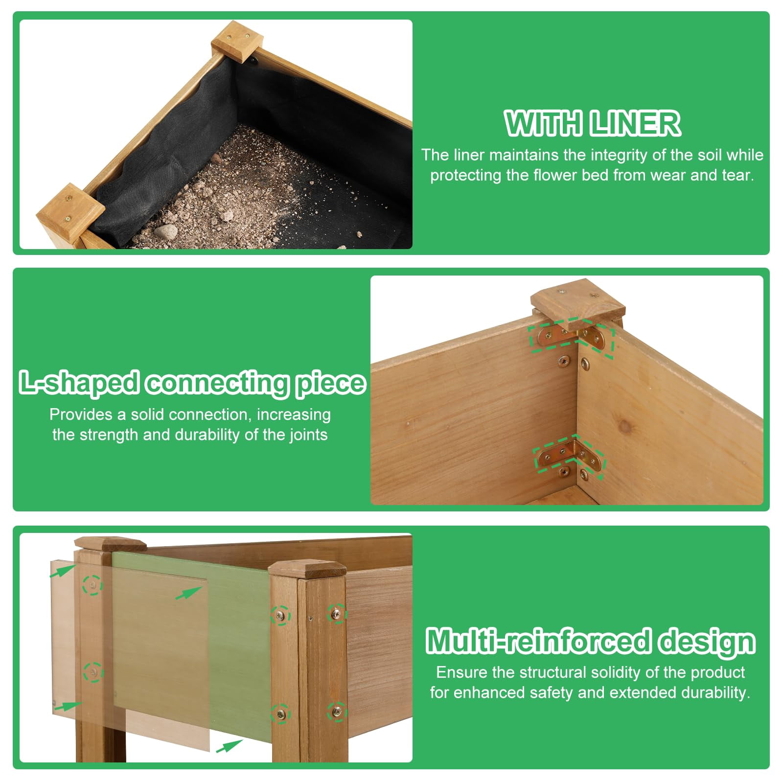 Gowoodhut Raised Garden Beds Outdoor With Legs Wood Elevated Garden Box With L-Connection Tabs Storage Shelf Leg Reinforcement