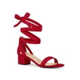 thumbnail image 1 of BLISSFUL STEP Sandales Habillées à Talon Bloc à Bout Ouvert à Lacets pour Femmes Rouge 9,5, 1 of 8