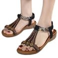 thumbnail image 1 of 【2230-3】Sandalias mujer versátiles y correas elásticas sandalias ligeras y cómodas (Negro 40), 1 of 9