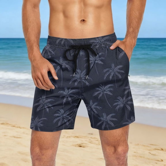 UVEASISHA Palm Tree Swim Trunks for Men Big and Tall Quick Dry Board Shorts Summer Tropical Beach Vacation Short Pants with Drawstring and Pockets Multicolor XXL