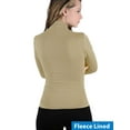 thumbnail image 2 of Women Fleece Lined Mock neck Turtleneck Long Sleeve Top Slim Fit Stretch Tight Shirt, 2 of 4