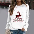 thumbnail image 2 of Gibobby Sudaderas para mujer navidad Suéteres para mujer Diario Navidad de nieve Estampado Sudadera Cuello redondo Camisas de entrenamiento Blusa suelta(Blanco,G), 2 of 4