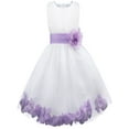 thumbnail image 6 of iiniim Kids Girls Sleeveless Flower Petals Tulle Dress Formal Elegant Wedding Party Size 2-14 A Lavender 6, 6 of 6