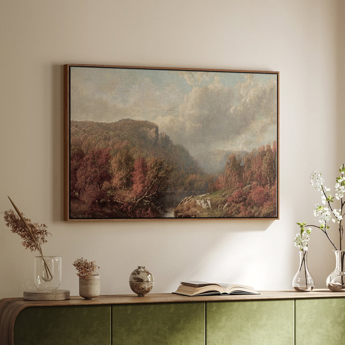 Vintage Landscape-CCCXI By Wexford Home Framed in Walnut Wood Gallery Wrapped Canvas 17 in. x 25 in.