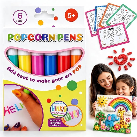 3D Magic Popcorn Pens, DIY Bubble Popcorn Drawing Pens, 3D Artwork Printing Bubble Pen, Color Drawing Popcorn Pens, 3D Printed Watercolor Pen for Adult Drawing and Coloring