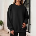 thumbnail image 2 of Garbnen Crew Neck Sweatshirt Women Fleece Women Long Sleeve Shirt Casual Fall Winter Warm Oversized Trendy Womens Pullover Black XXL, 2 of 7