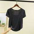 thumbnail image 4 of VgaVtl Square Neckline Womens T Shirts Cotton Short Sleeve Tops for Women Soft Loose Vacation Leisure Single Yoga Shirts,Gray L, 4 of 4